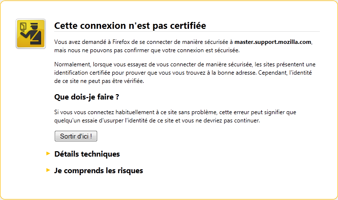 google.com utilise un certificat de sécurité invalide. Le certificat n'est pas sûr car le certificat de l'autorité l'ayant délivré a expiré. (Code d'erreur : sec_error_expired_issuer_certificate)