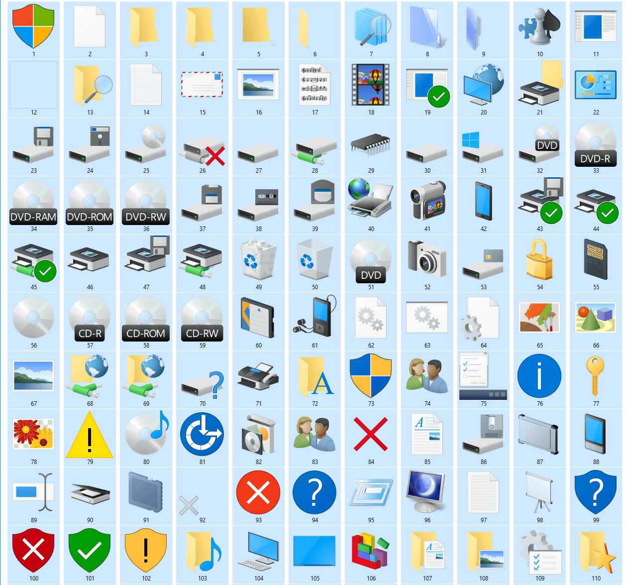 Windows 10 icons of imageres.dll (1/4)