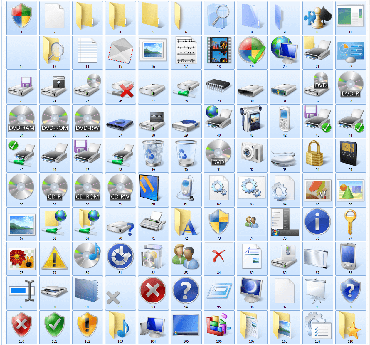 Windows 7 icons of imageres.dll (1/2)