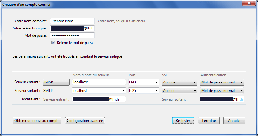 Créer un nouveau compte sur Thunderbird