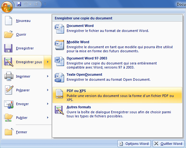 Microsoft Office Word - Générer un fichier PDF 1 sur 2