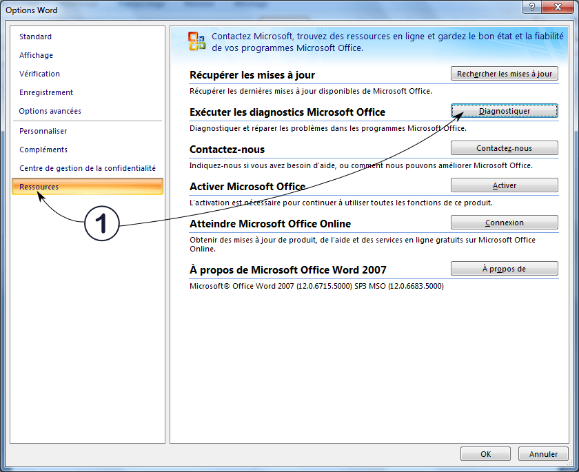 MS Office diagnostics 1/3