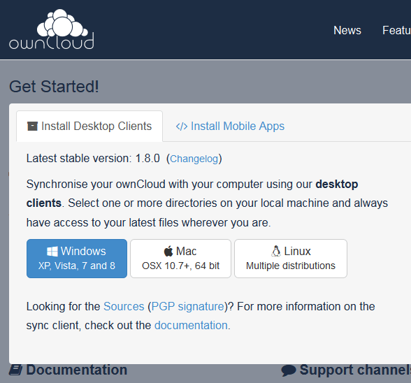 ownCloud - téléchargement