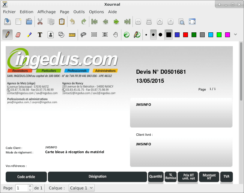 Xournal - Ouvrir un document PDF