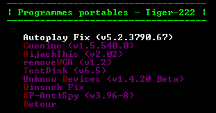 Capture d'écran - Menu Fix
